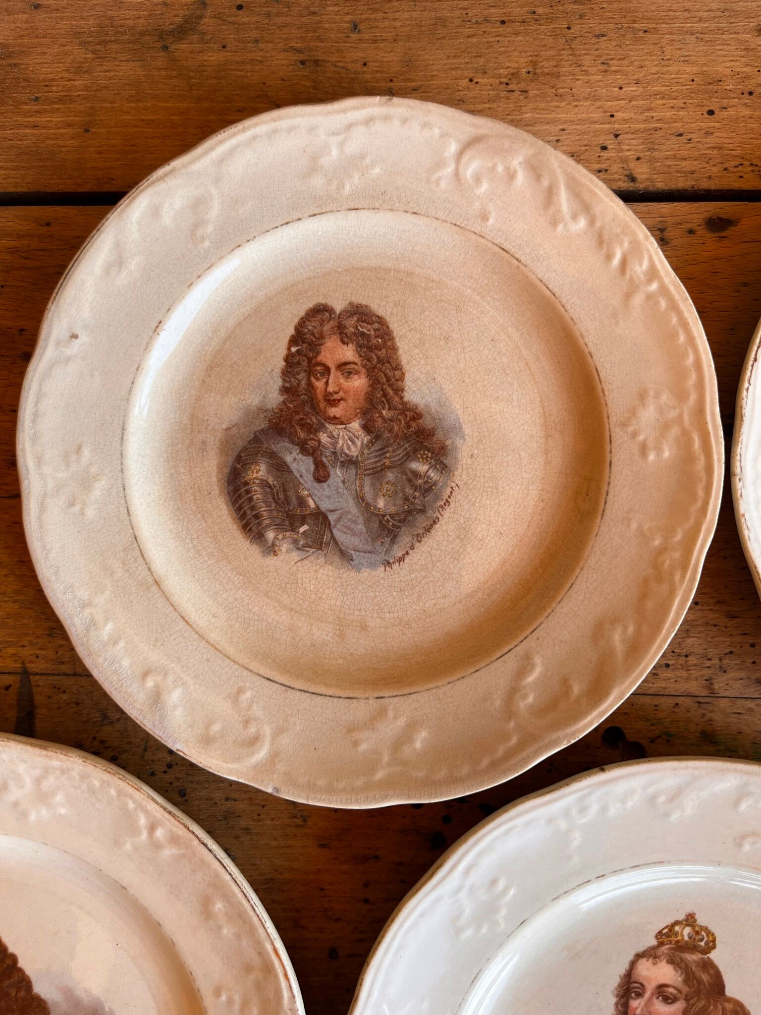 Set of 7 antique dessert plates St Amand and Hamage