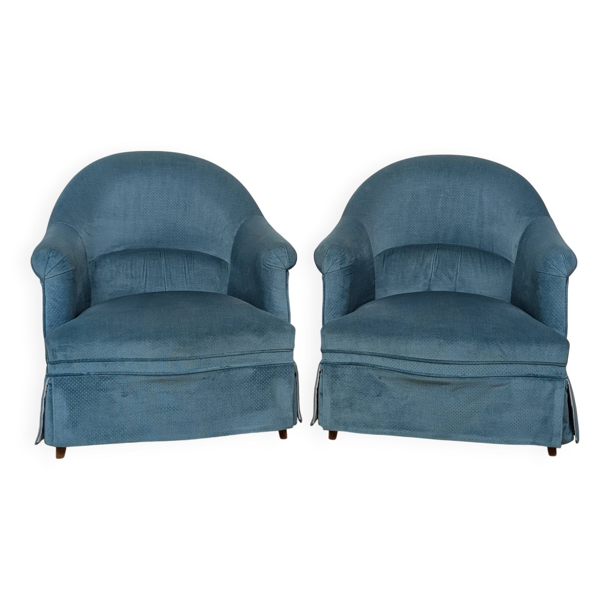 Pair of velvet toad armchairs