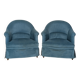 Pair of velvet toad armchairs