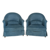 Pair of velvet toad armchairs