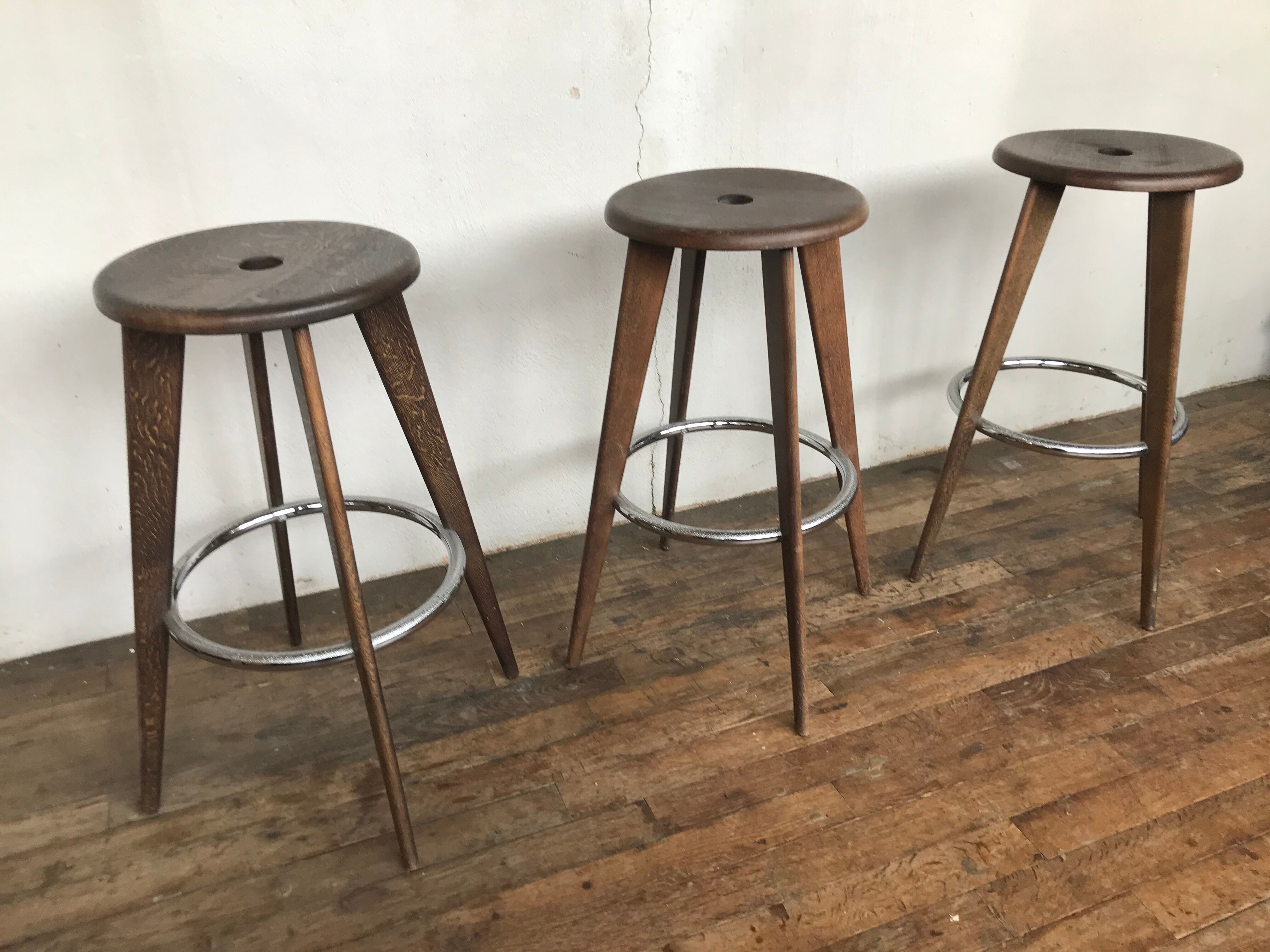 3 stools of bar design Jean Prouvé edition Vitra 2002