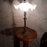 Brown marble lamp with bronze base and American frame 1940