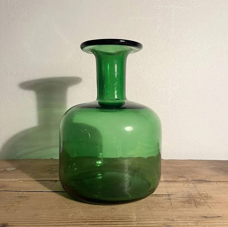 Vintage green bottle glass vase
