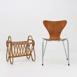 French Vintage fifties rattan magazine rack