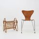 French Vintage fifties rattan magazine rack