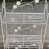 Industrial bookcase folding shelf in white wrought metal