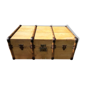 Old wooden travel trunk