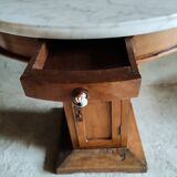 Marble and green stained glass side table