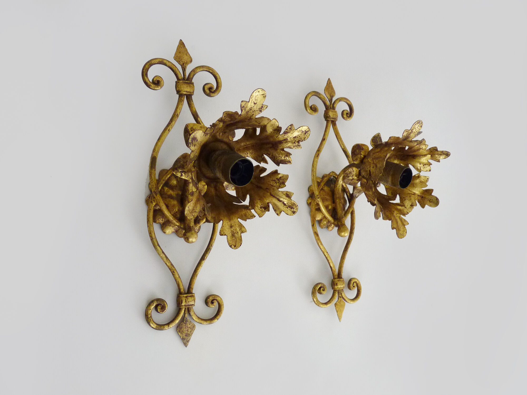 Pair of gilded metal sconces from Banci Firenze, Italy, 1960s