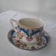 Cup and saucer floral décor faience fine BFK Boch Brothers Keramis old