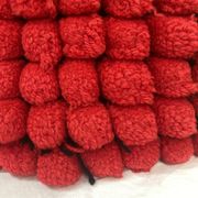Vintage cushion red pompoms