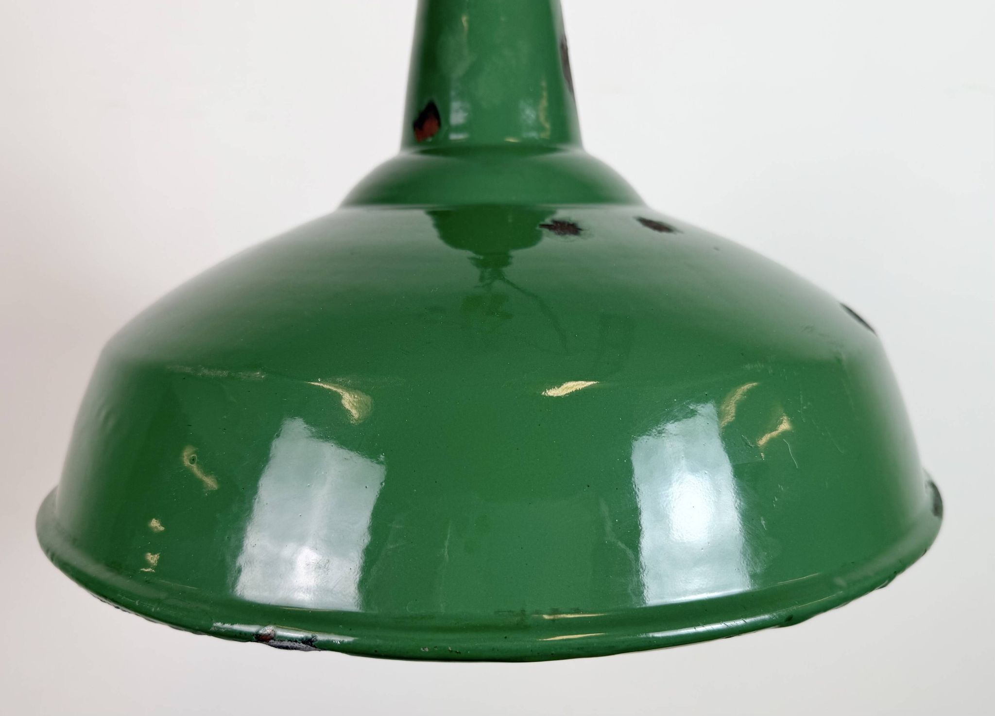 Industrial British Green Enamel Factory Pendant Lamp, 1960s