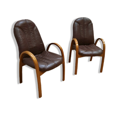Paire de fauteuils des années 70 style bow wood