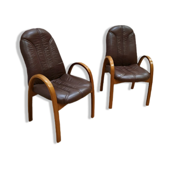 Pair of armchairs from the '70s bow Wood style