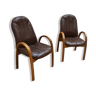 Paire de fauteuils des années 70 style bow wood