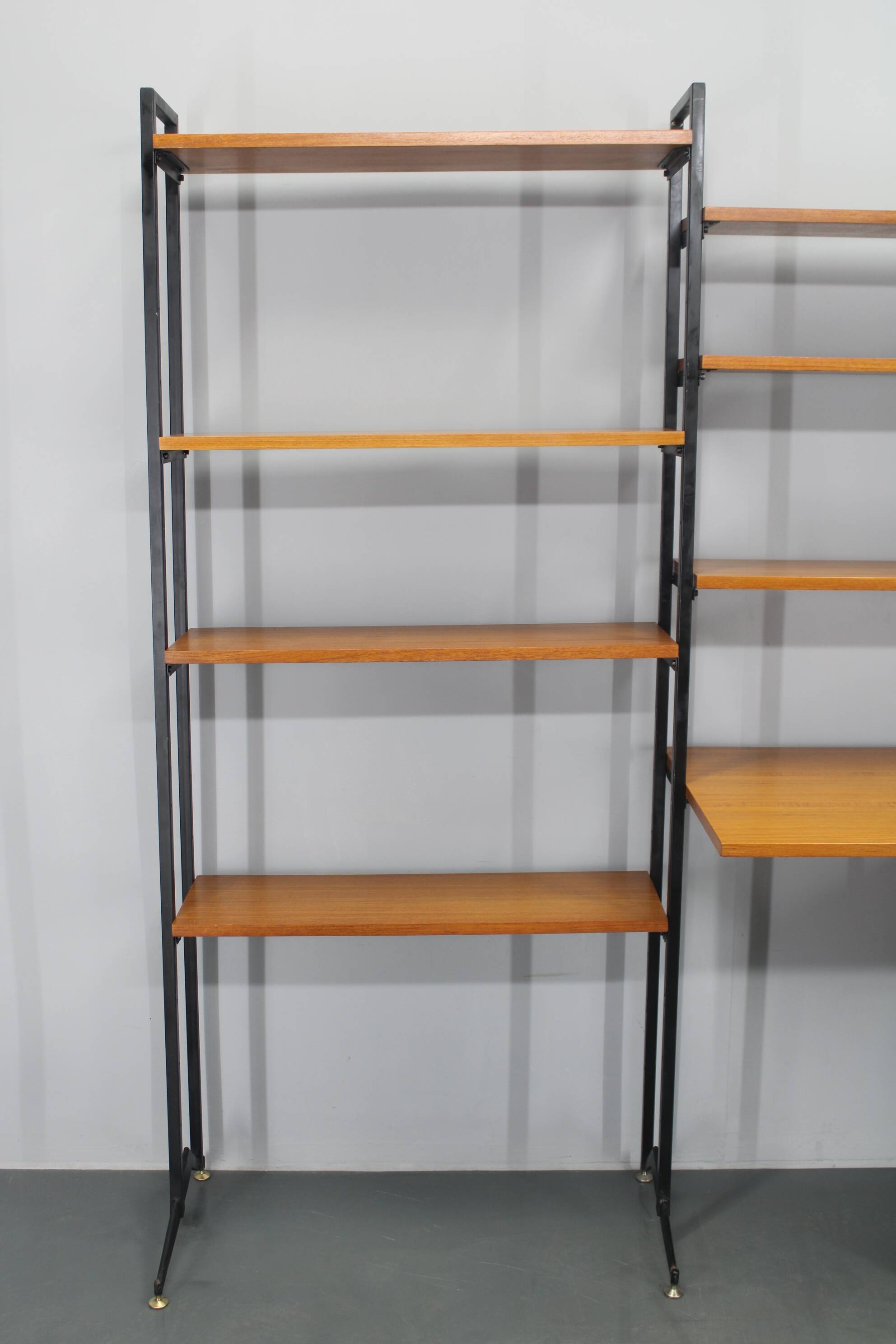 1970s Italian teak shelves unit with desk