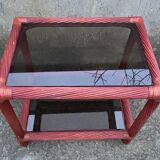 Maugrion bamboo and smoked glass coffee table, for Roche Bobois, 1980s