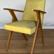 Armchair 1960 french work seat yellow compass feet