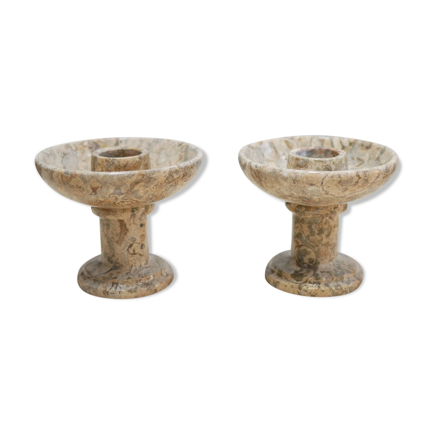 Pair of vintage jasper stone candle holders