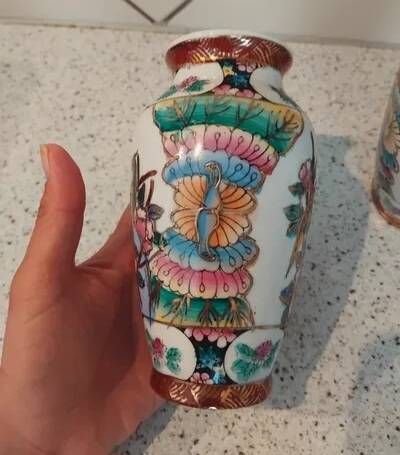 2 vases décor japonisant
