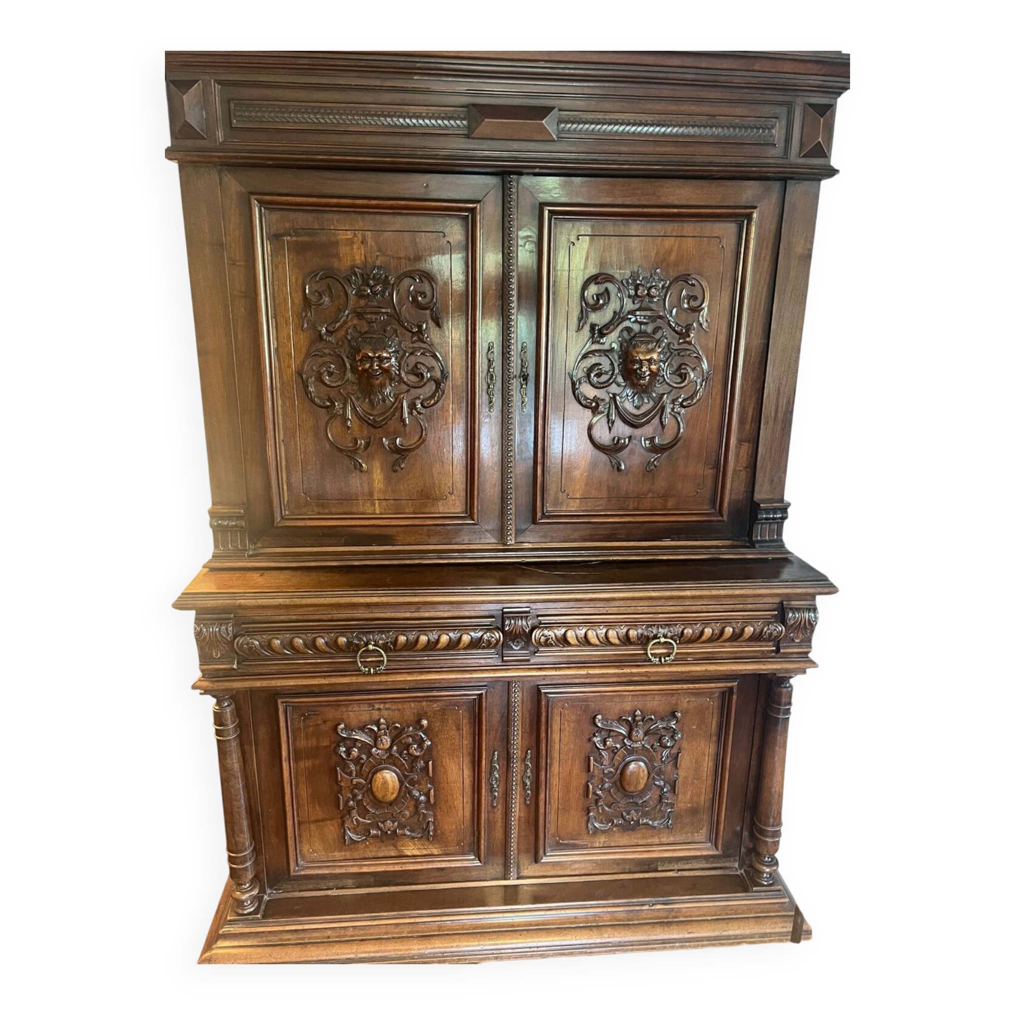Two-body walnut buffet renaissance