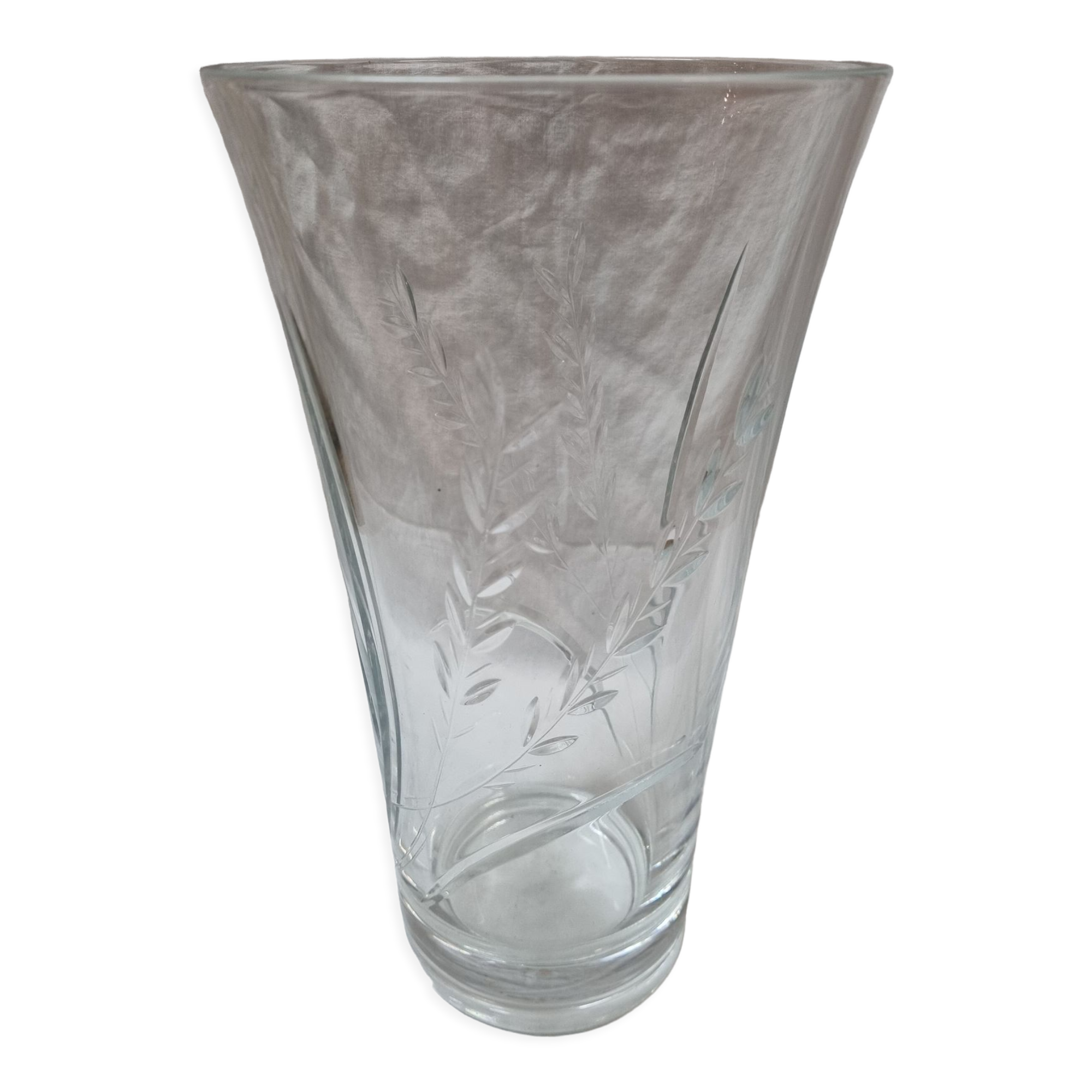 Vase en verre gravé de 1980