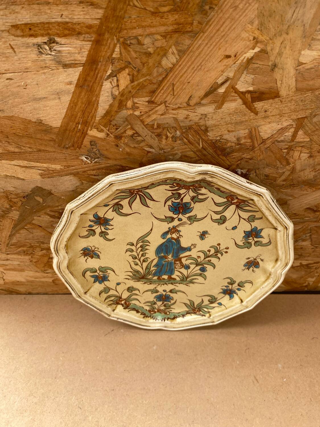 Old Plate MOUSTIERS Salins Ceramic Decor Old Vintage #B196