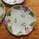 3 plates in slurry "Pensées" Choisy-le-Roi, nineteenth century
