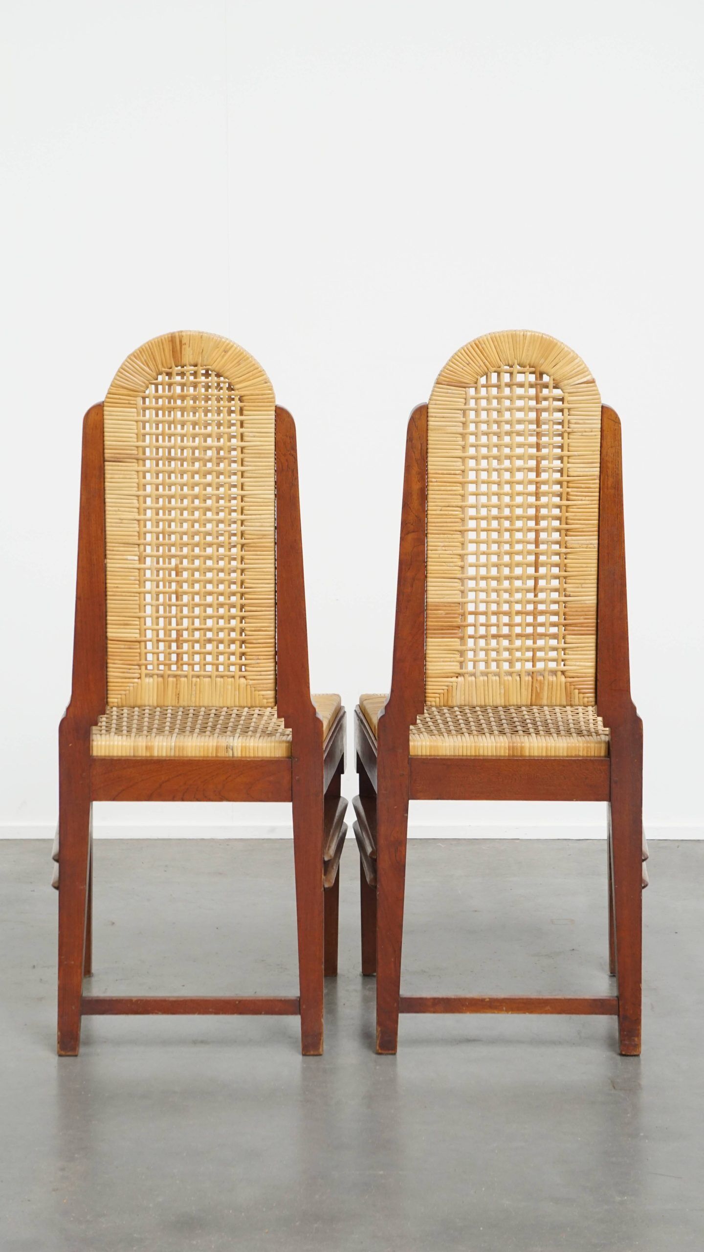 Set of two Art Deco design dining chairs with a wooden frame