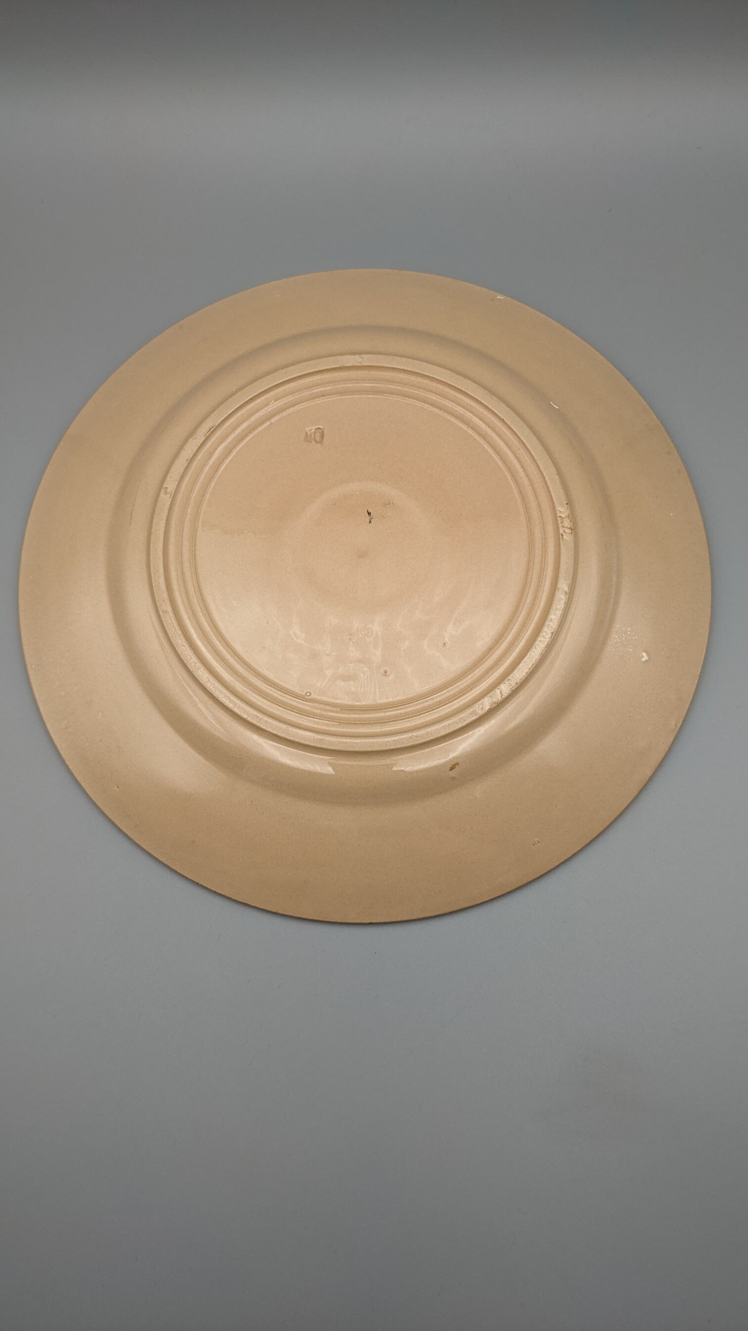 Series 6 flat plates vintage art deco earthenware beige cherry décor