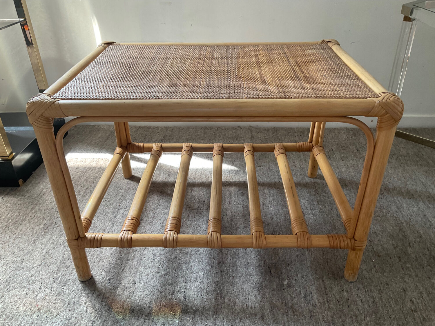 Rattan coffee table from the 70s