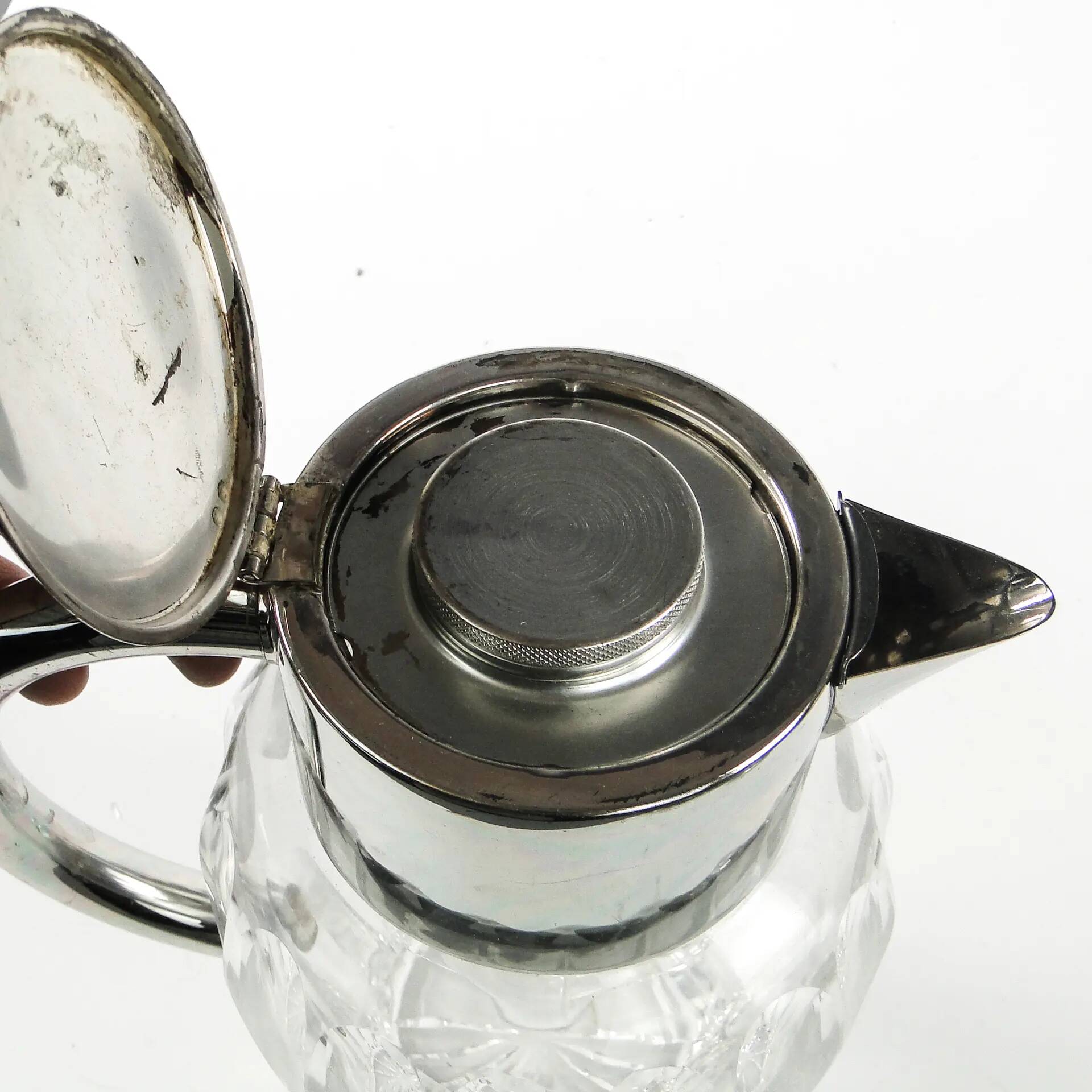 Art Deco wine jug, transparent glass, Germany, 1920s
