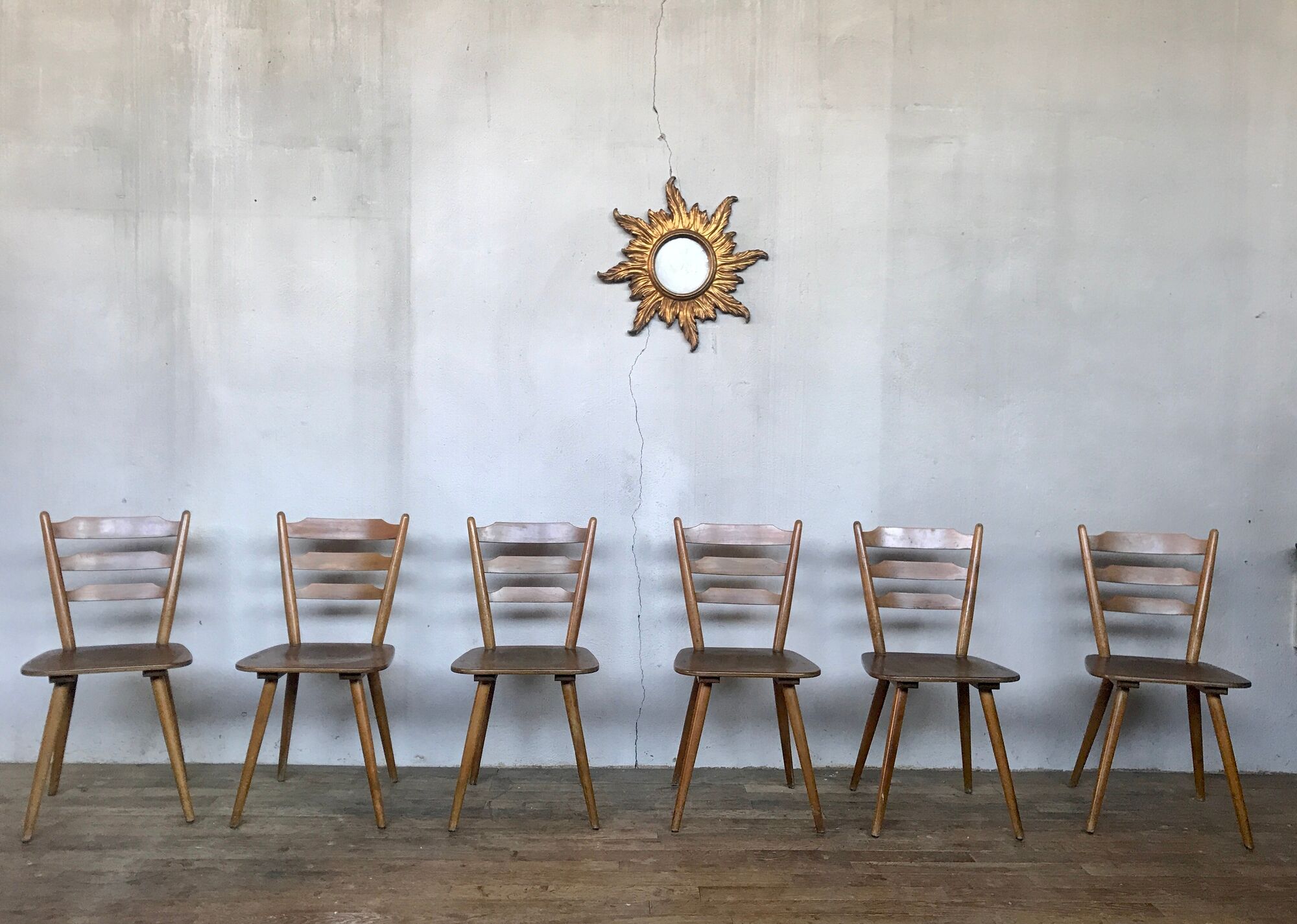 Series of 20 Scandinavian chairs or vintage wooden bistro