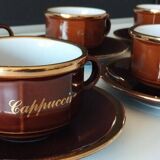 6 Rosler porcelain cups and saucers Parisian bistro type coffee cappuccino