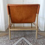Havana armchair in teak and cowhide leather