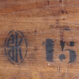 Majestic solid walnut wardrobe. Stamped work, late 19th century.