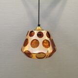 Hanging lamp, from the 80-90s, Danish Space Age style, and made of glass with a kind of alloy on.