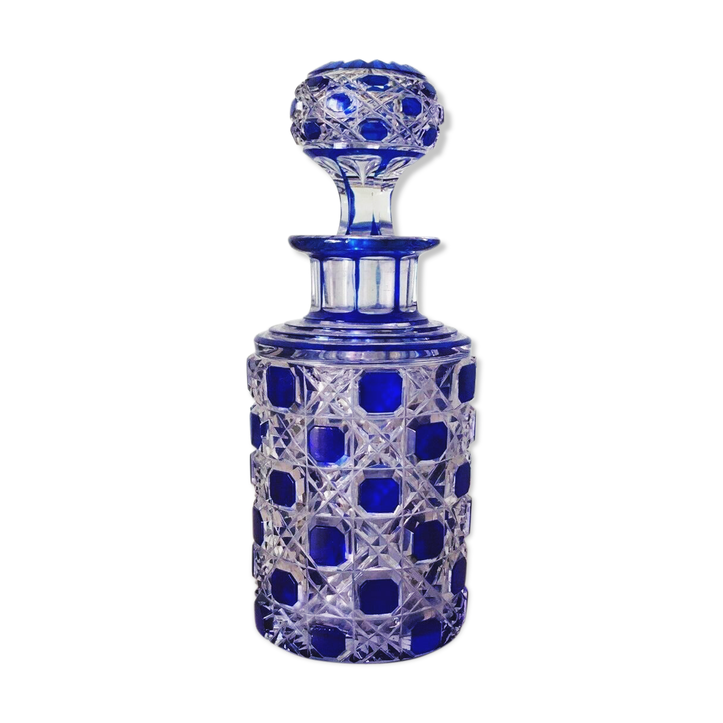 Baccarat crystal bottle model diamonds stoned blue