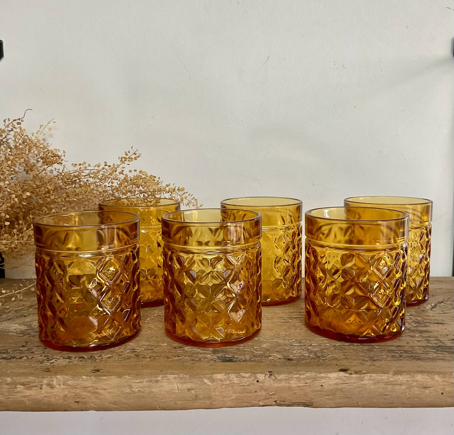 6 Pernod amber glasses
