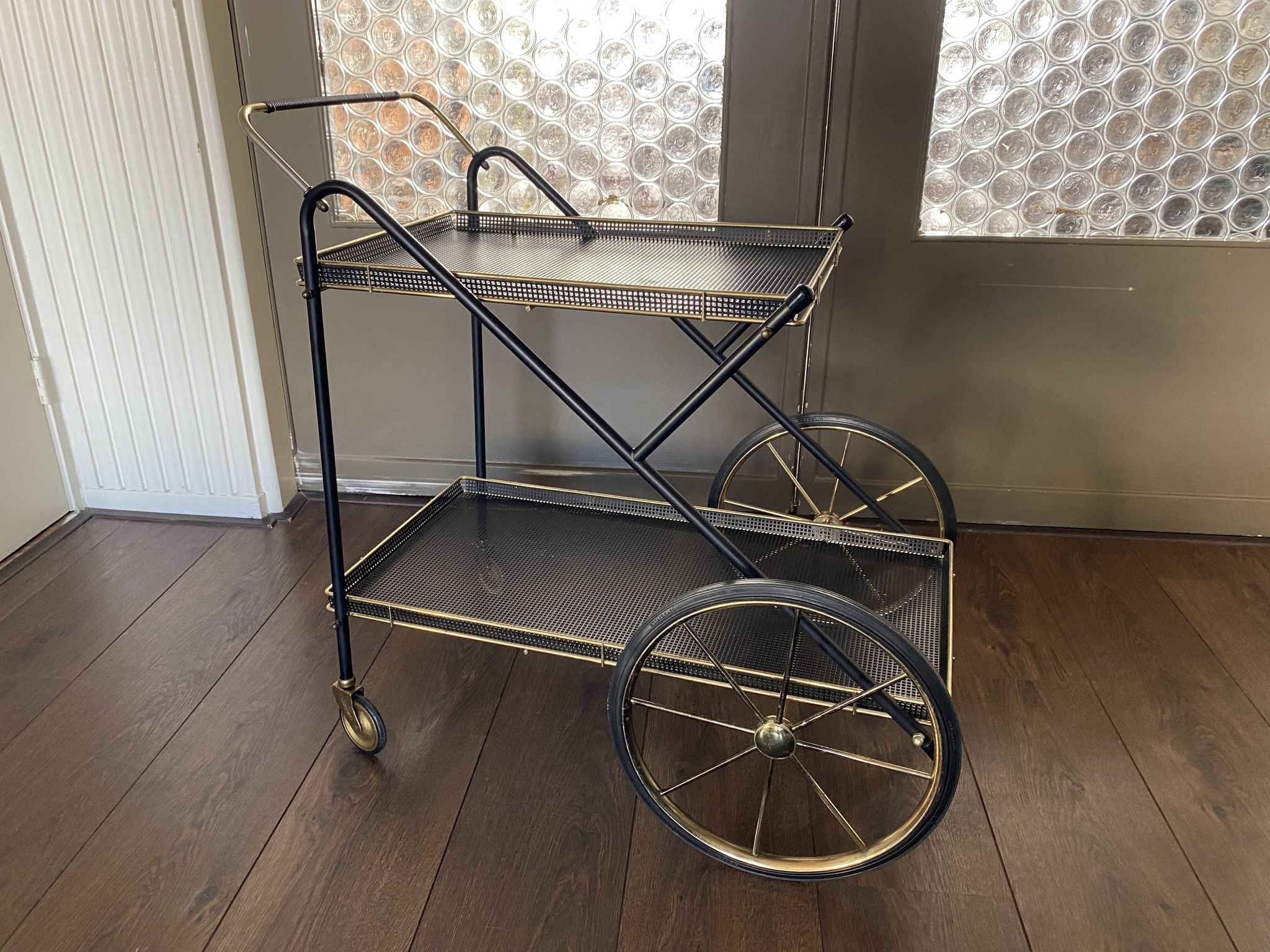 Vintage Italian brass and metal bar cart, 1950s