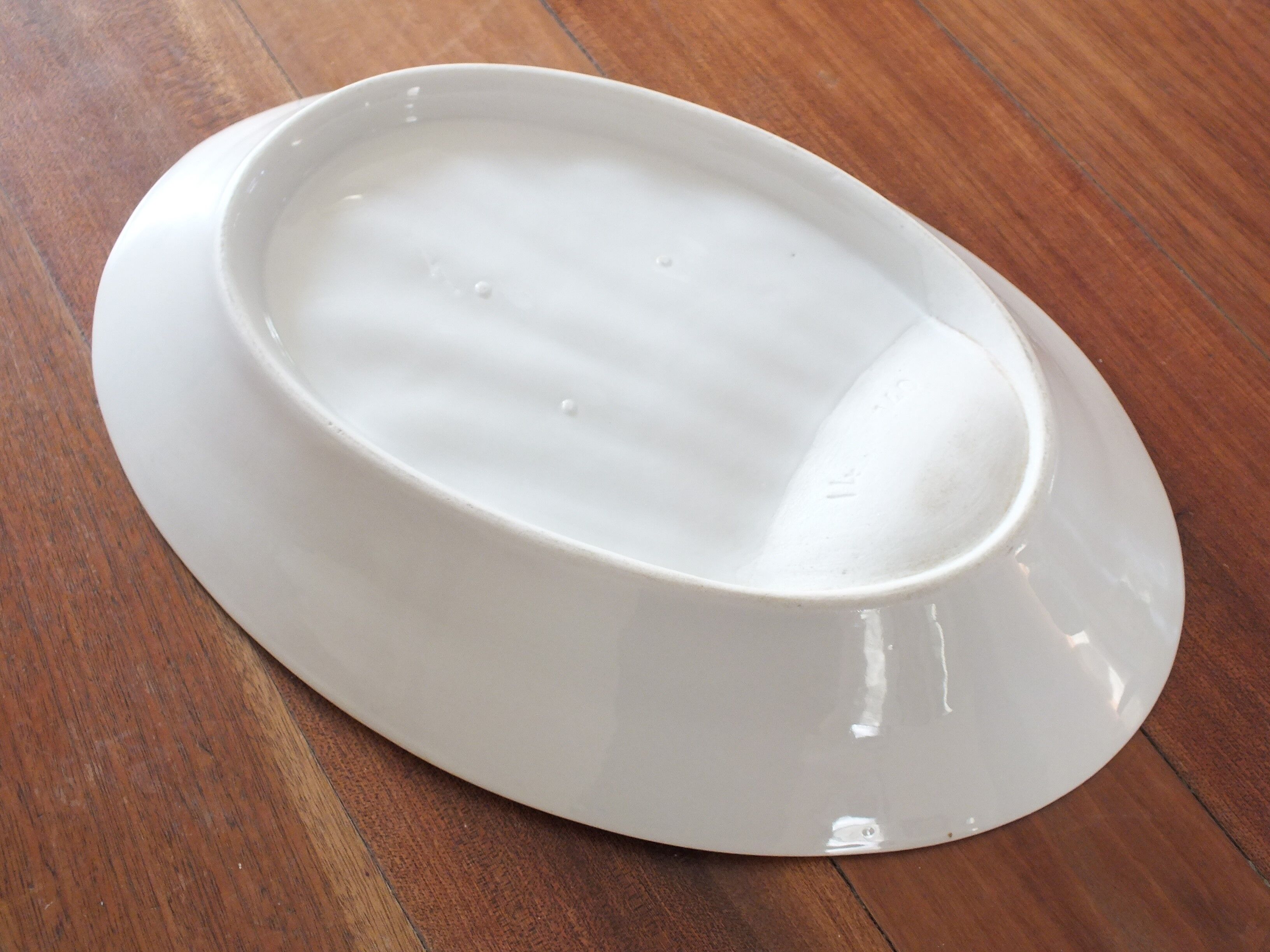 Large white porcelain meat dish from the 19th century
