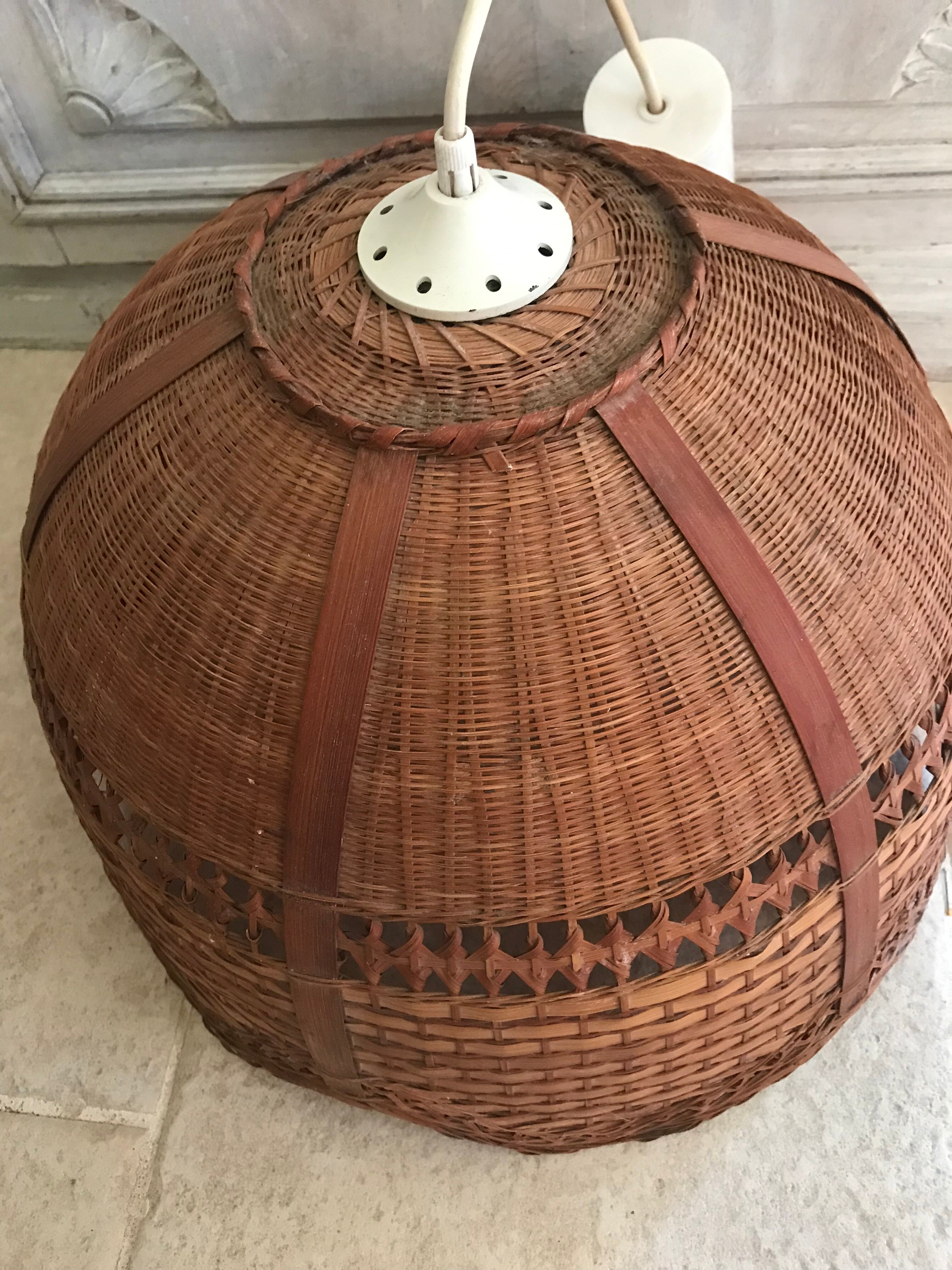 Vintage rattan pendant lamp 38cm