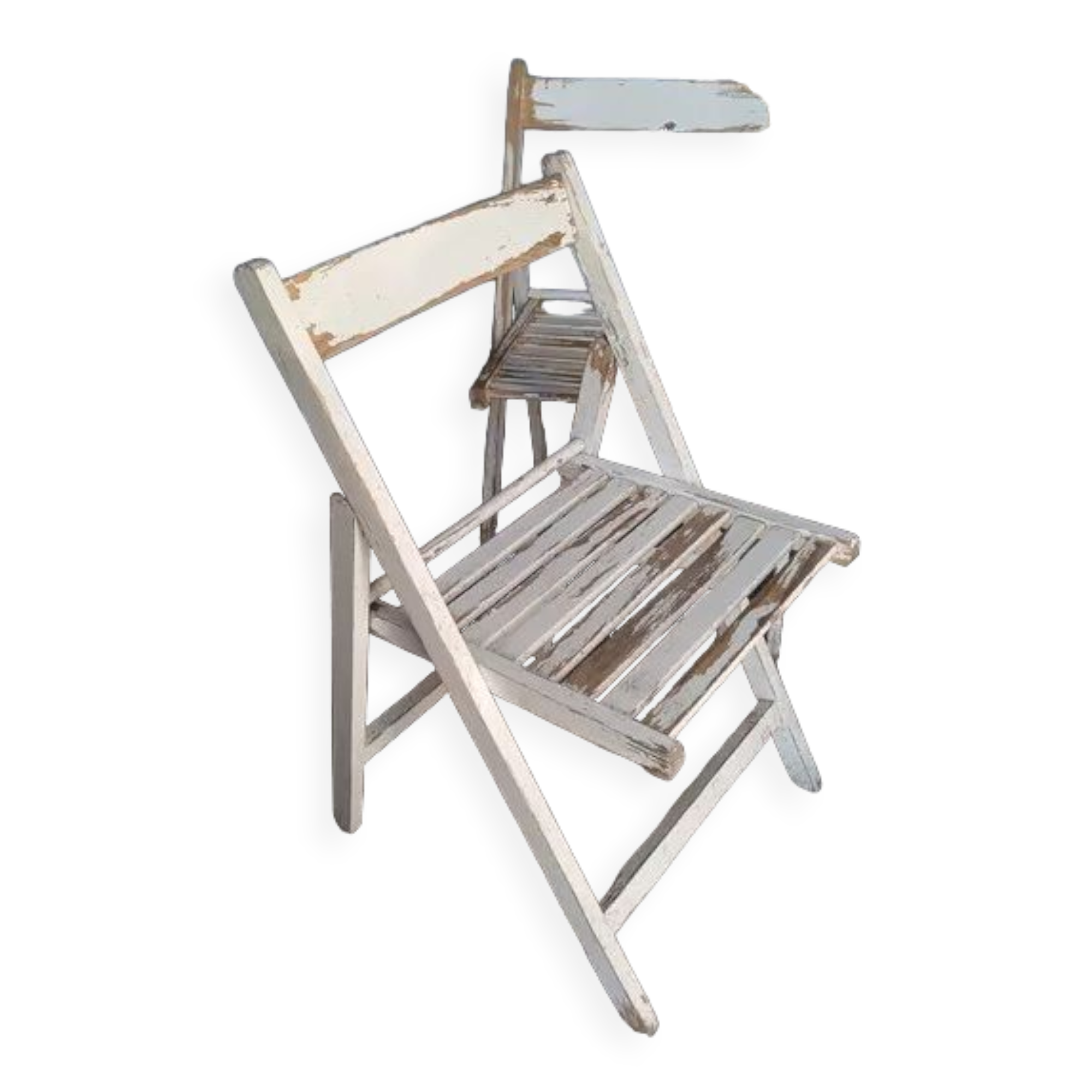 4 foldable chairs wood vintage epoch 1970