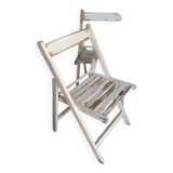 4 foldable chairs wood vintage epoch 1970