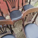 Set of 6 vintage black leatherette bistro chairs