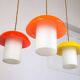 Lampes suspendues en verre et laiton en forme de champignon des années 50, ensemble de 3