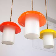 Mid-Century Glass and Brass Mushroom Pendant Lamps, Set of 3