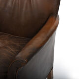 Pair of old Danish club chairs in patinated leather 1940s
