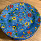 6 assiettes  plates vintage bleu/fleurs 19,5cm