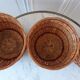 Trio of rattan and vintage bamboo pot covers 70s